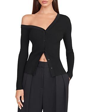 Staud Craftsman One Shoulder Ribbed Cardigan Product Image