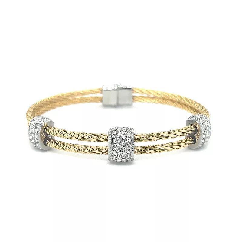 Juvell Two Tone 18k Gold Plated Cubic Zirconia Bangle Bracelet, Women's, Size: 7" Product Image