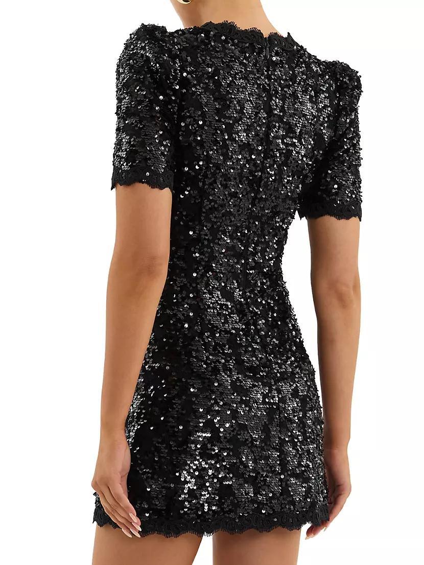 Diana Sequin-Embellished Lace Bow Minidress Product Image