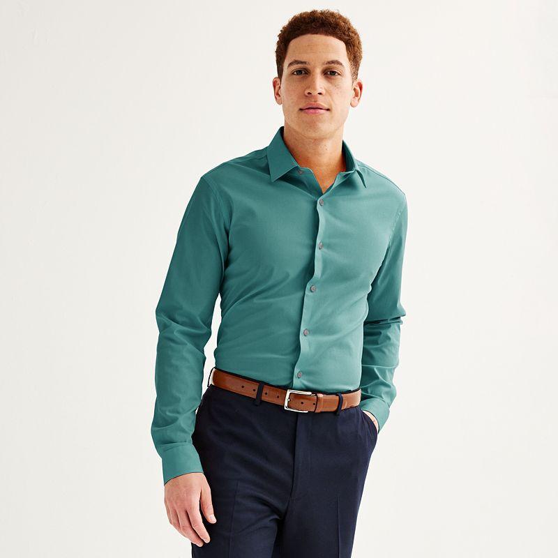 Men's Apt. 9® Premier Flex Solid Slim-Fit Wrinkle Resistant Dress Shirt, Size: XL-34/35, Cavalry Blue Product Image