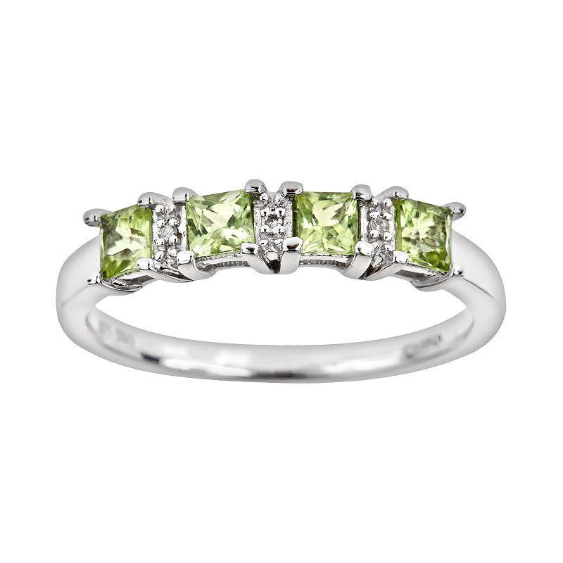 Celebration Gems Sterling Silver Peridot and Diamond Accent Ring, Women's, Size: 6, Multicolor Product Image