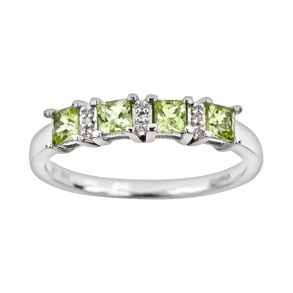 Celebration Gems Sterling Silver Peridot and Diamond Accent Ring, Women's, Size: 6, Multicolor Product Image
