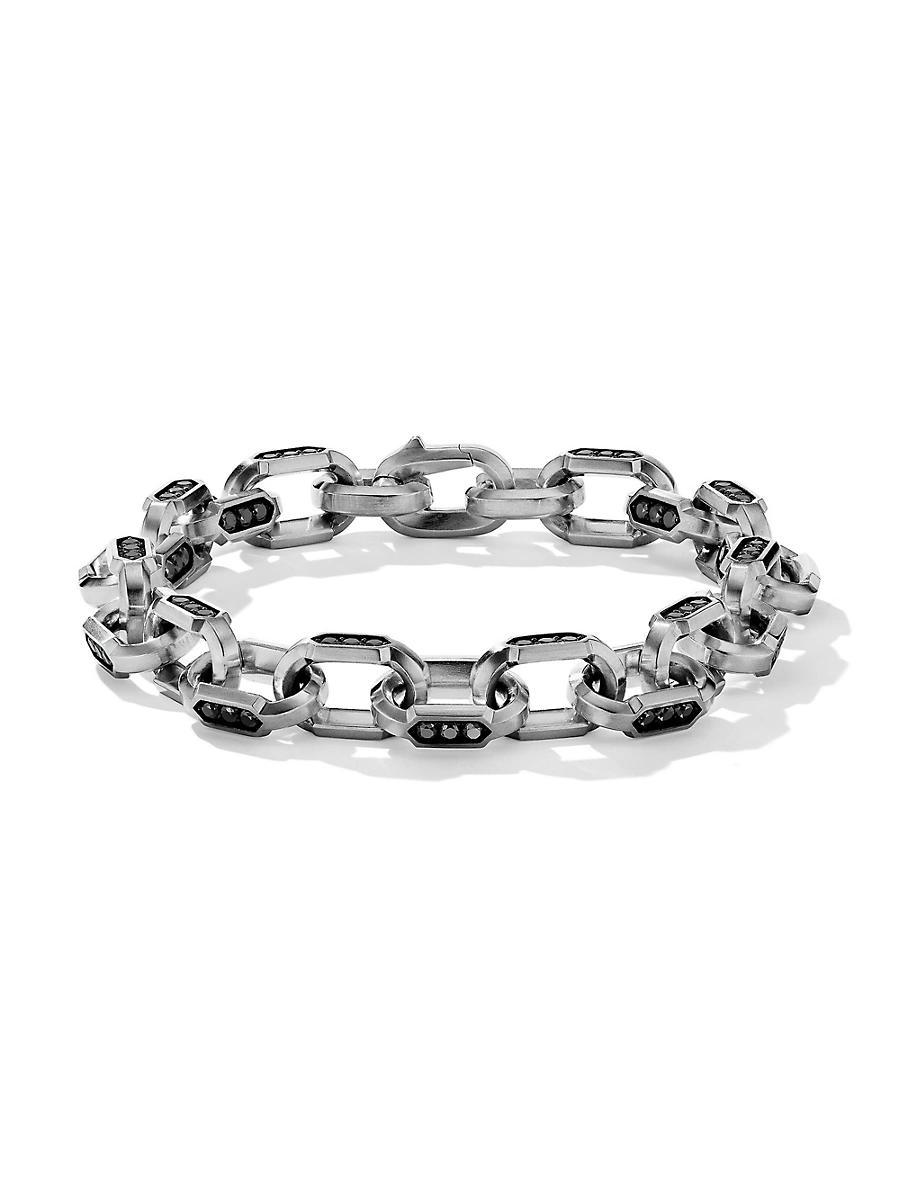 David Yurman Sterling Silver Hex Black Diamond Link Bracelet Product Image