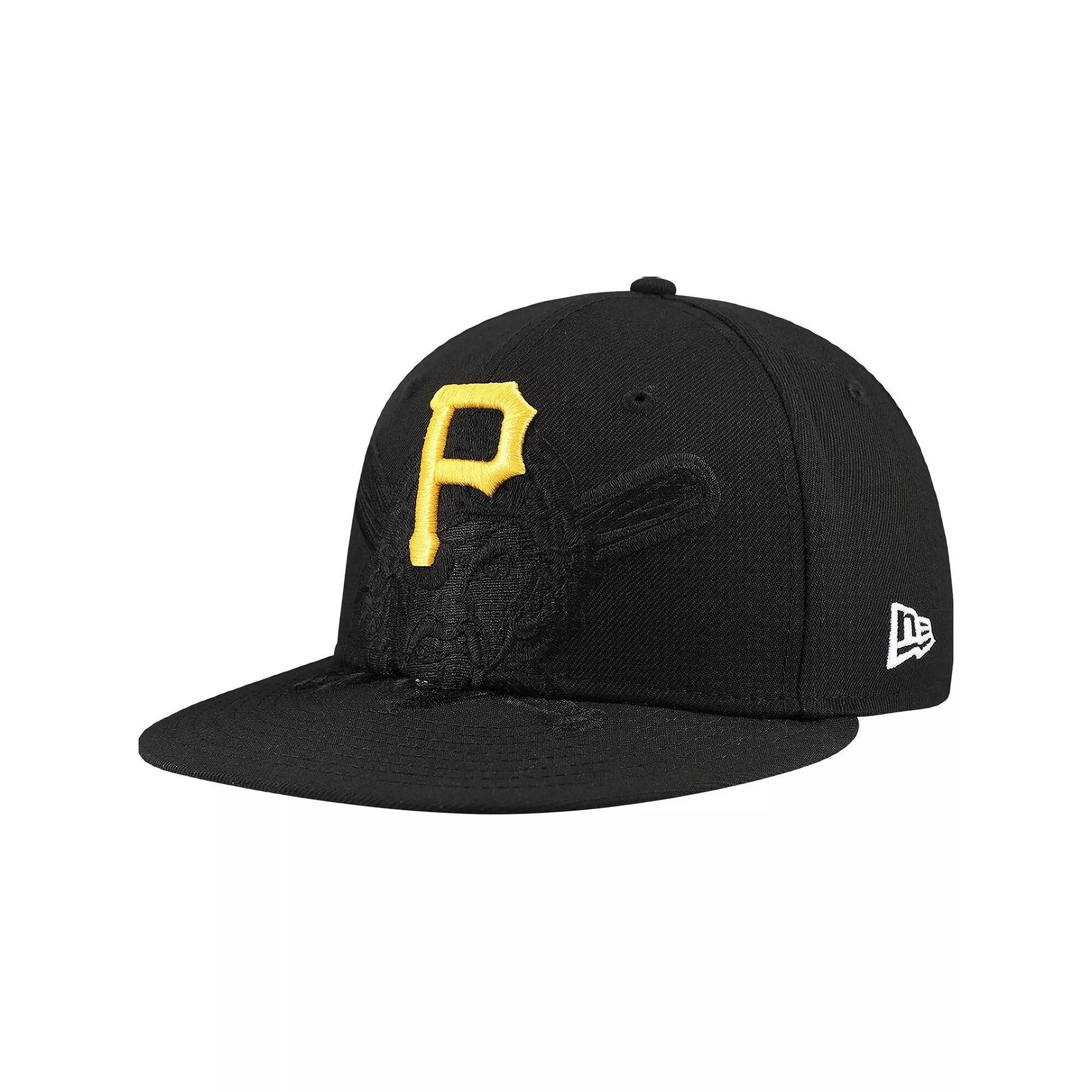 Men's New Era Black Pittsburgh Pirates Shadow Logo 59FIFTY Fitted Hat, Size: 7 Product Image