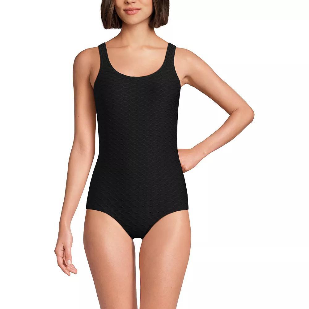 Women's Lands' End Scoop Neck Tugless One-Piece Swimsuit, Size: 2, Electric Blue Product Image