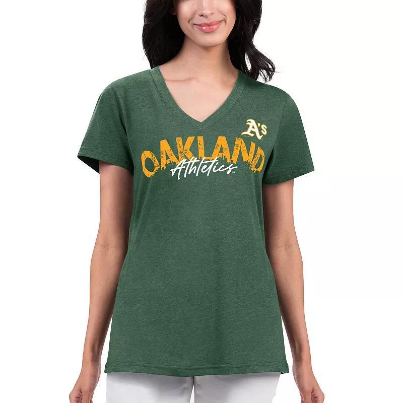 Womens G-III 4Her by Carl Banks Oakland Athletics Key Move V-Neck T-Shirt Product Image
