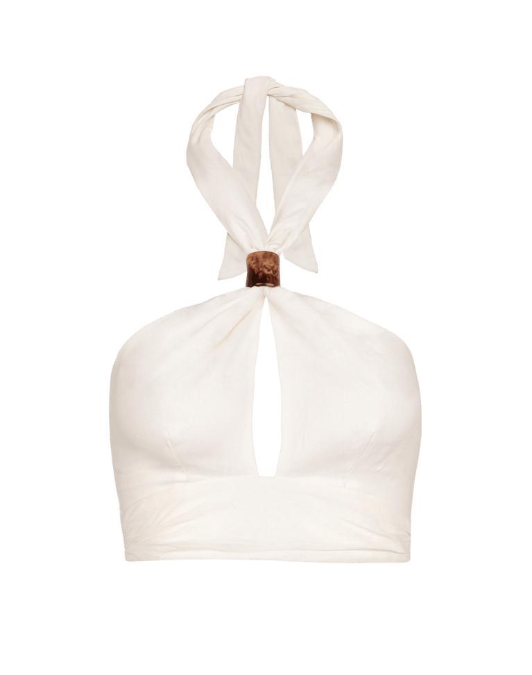 Luna Halter Top - Off White Product Image