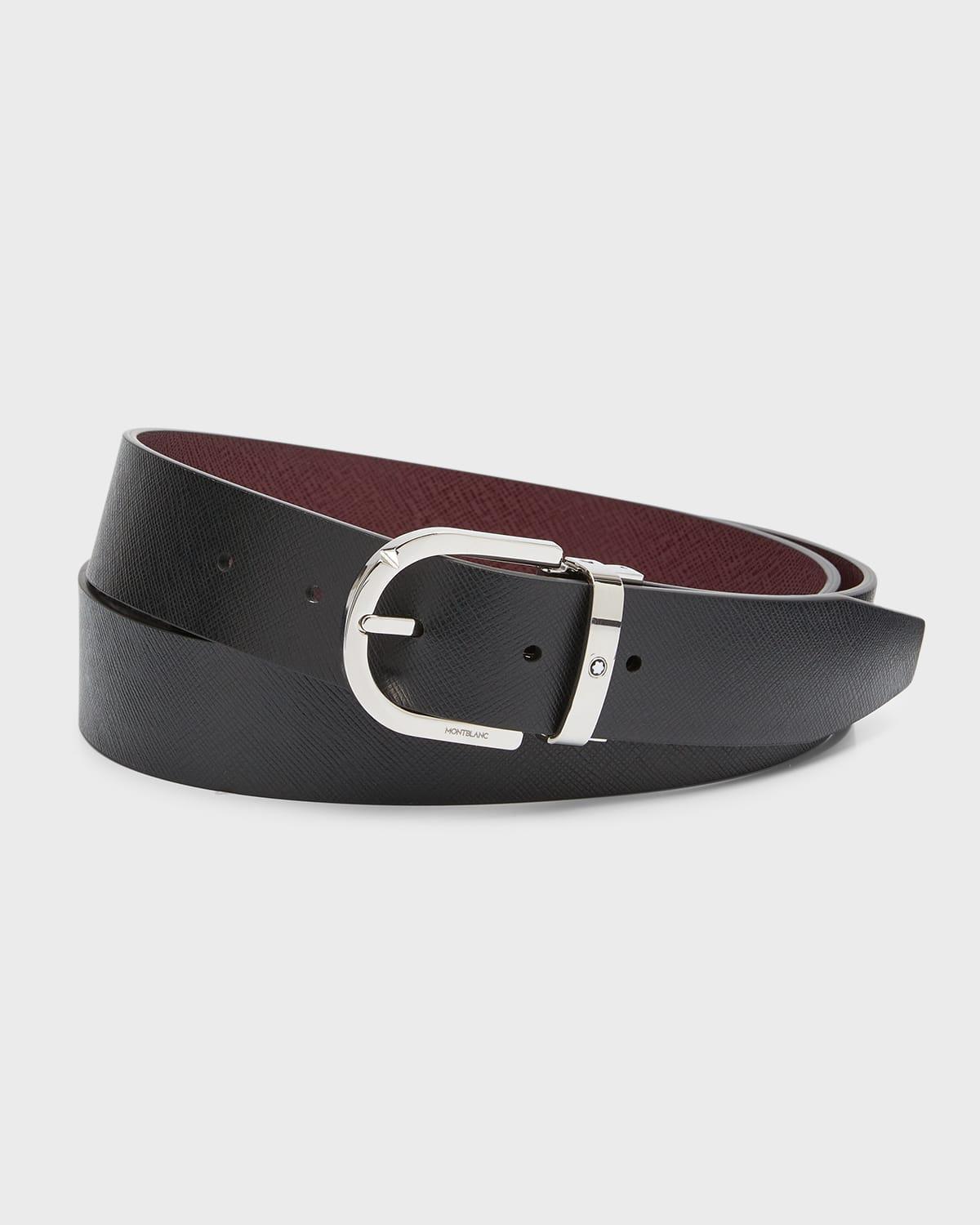 Montblanc Mens Horseshoe Buckle Reversible Leather Belt Product Image