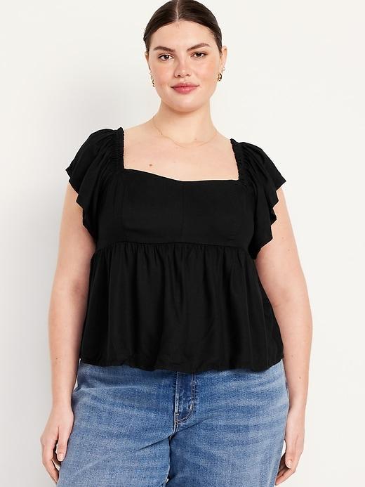 Flutter-Sleeve Crepe Top Product Image