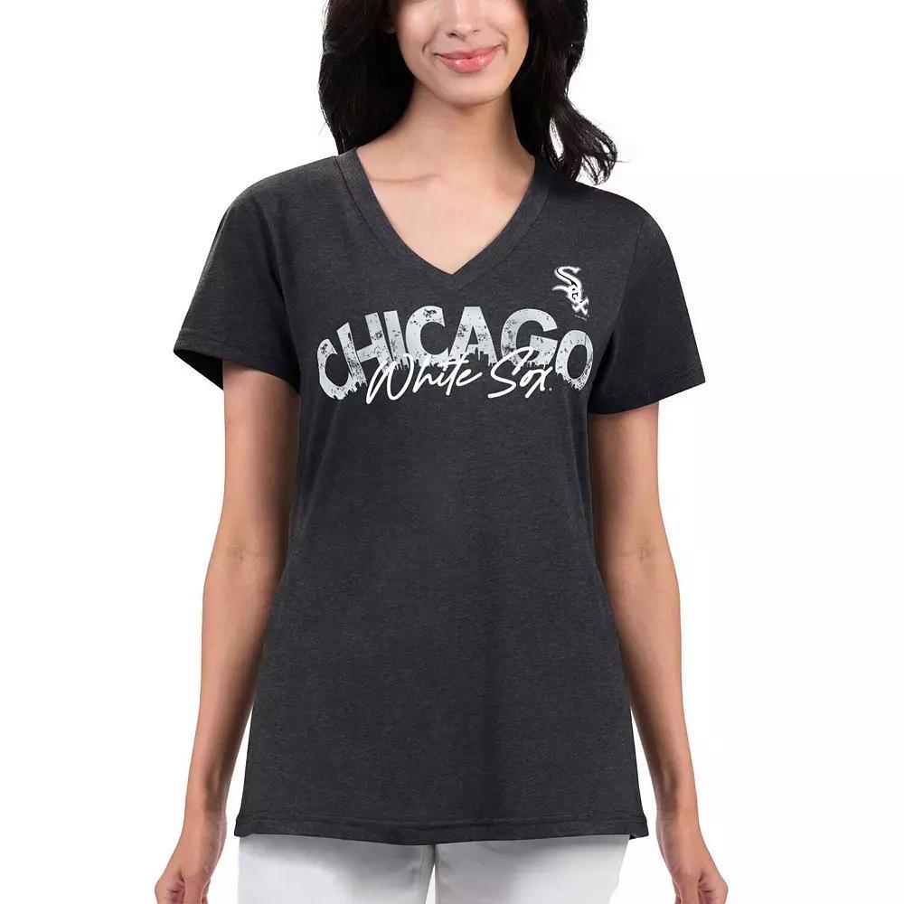 Women's G-III 4Her by Carl Banks Black Chicago White Sox Key Move V-Neck T-Shirt, Size: Medium Product Image