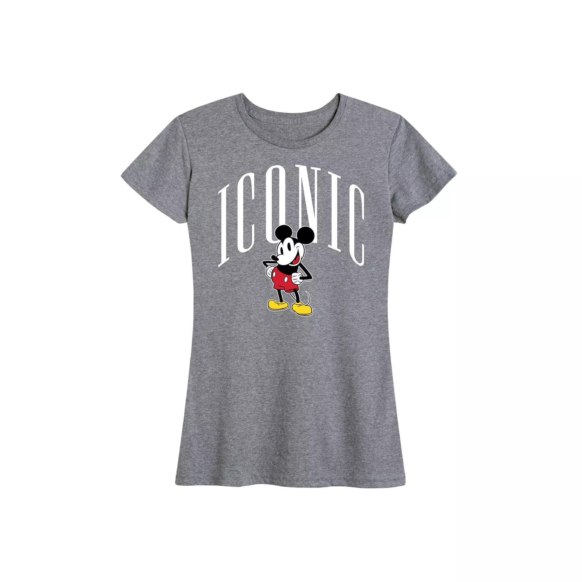 Disneys Mickey Mouse Womens Iconic Graphic Tee Grey Royal Blue Product Image