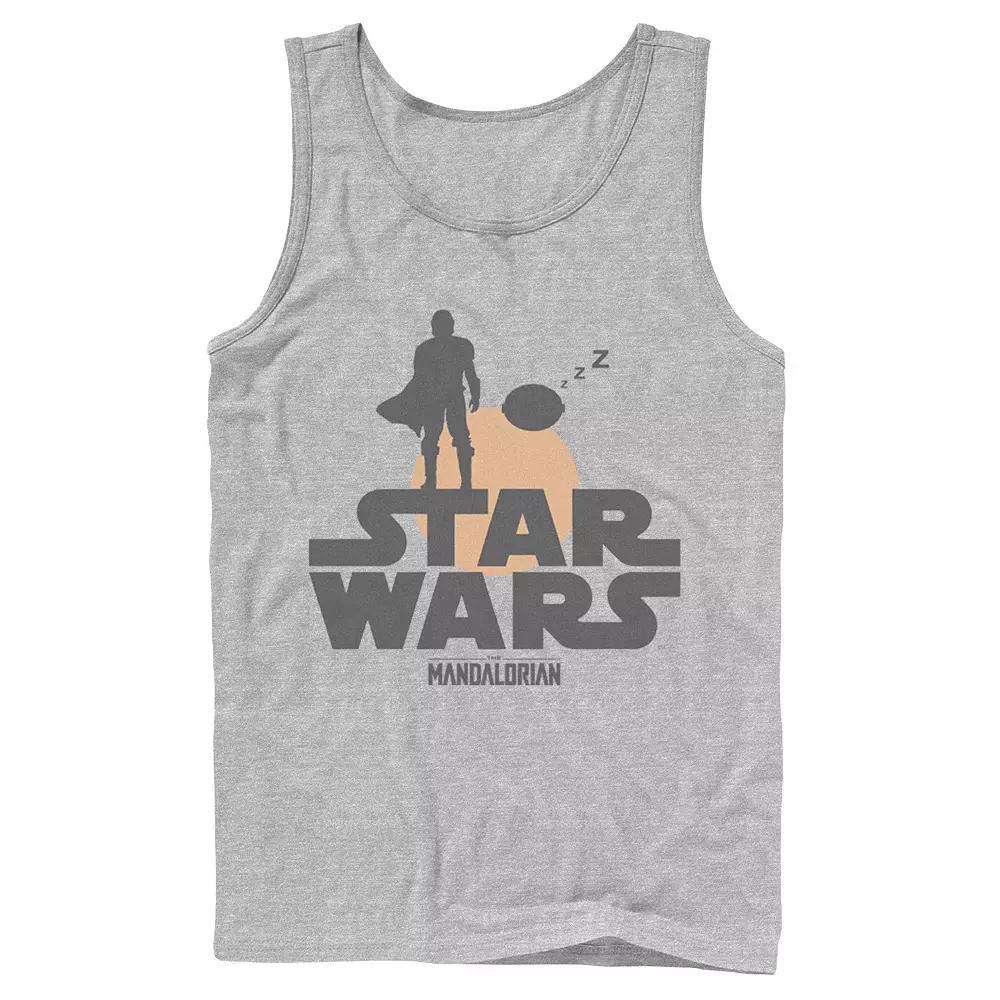 Men's Star Wars The Mandalorian The Child Sunset Silhouette Logo Tank Top, Size: Large, Athletic Grey Product Image