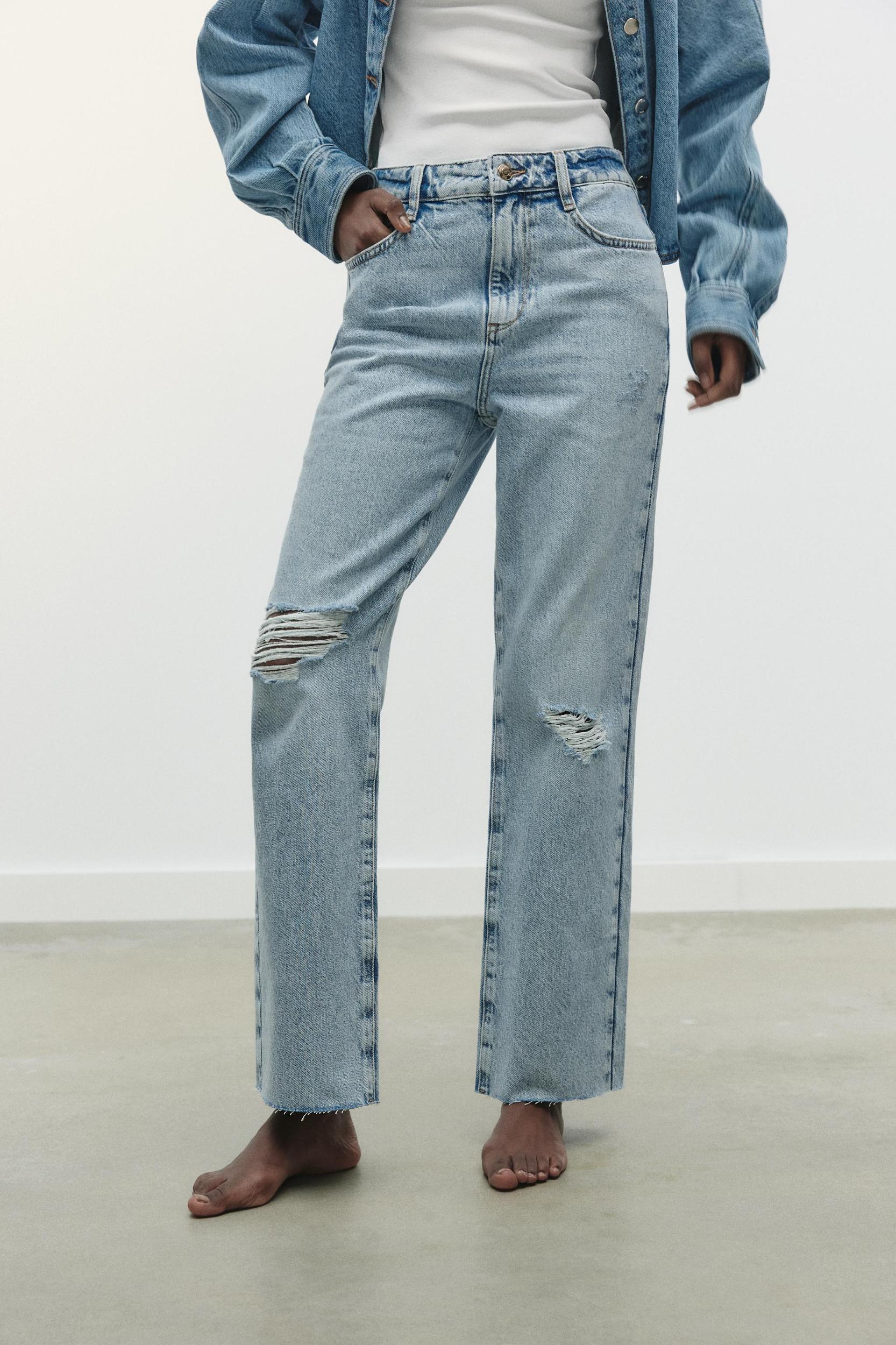 Z1975 HIGH WAIST STRAIGHT LEG RIPPED JEANS Product Image