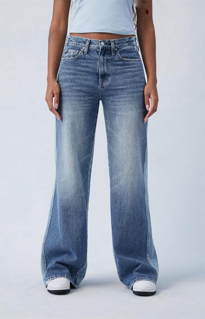 Women's Eco Two-Tone Mid Rise Baggy Jeans Product Image