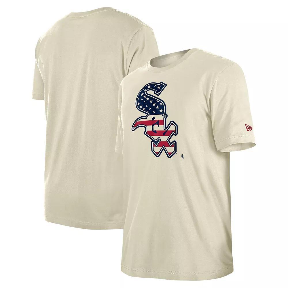 Men's New Era Cream Chicago White Sox 4th of July Flag Fill T-Shirt, Size: Small, Beige Product Image