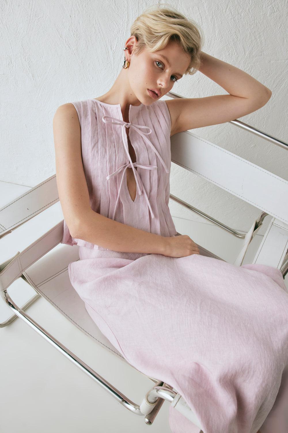 Valeria Linen Top Musk Product Image