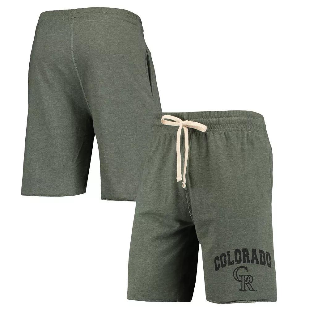 Men's Concepts Sport Green Colorado Rockies Mainstream Logo Terry Tri-Blend Shorts, Size: 3XL Product Image