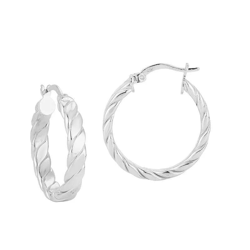 Sunkissed Sterling 14k Gold Over Silver Small Flat Twist Hoop Earrings, Womens, Silver Tone Product Image