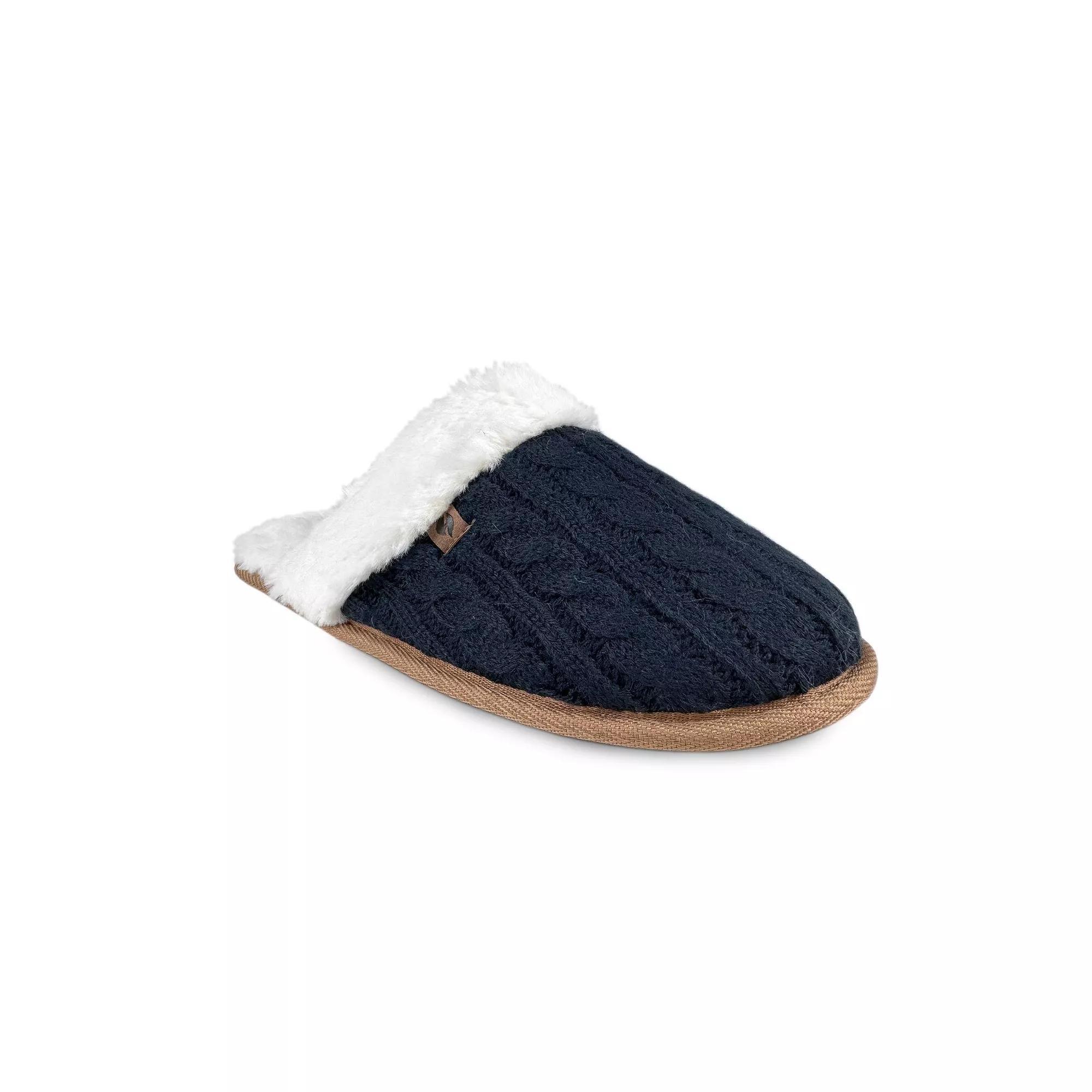 Heat Holders Womens Heatweaver Cable Knit Scuff Slippers Blue Product Image