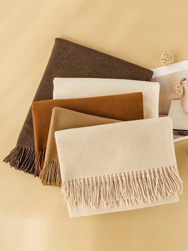 Keep Warm Solid Color Tasseled Shawl&Scarf Product Image