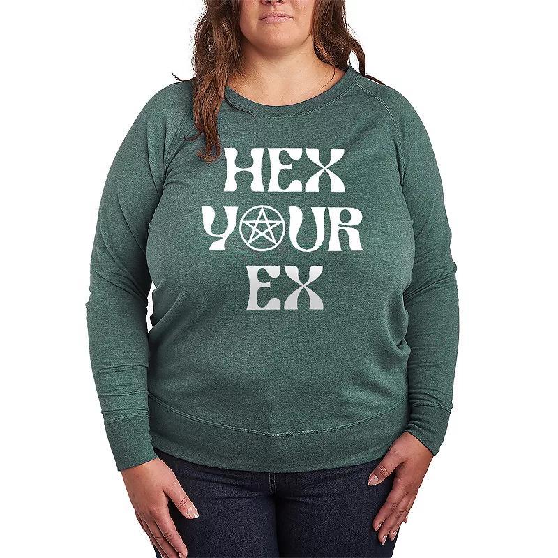 Plus Size Hex Your Ex French Terry Long Sleeve Tee, Womens Heather Grey Product Image