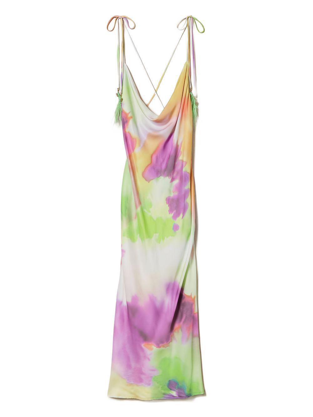 tie-dye feather-detail midi dress Product Image