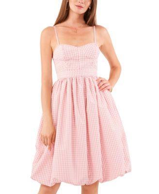 1.state Womens Gingham Bubble Hem Dress Product Image
