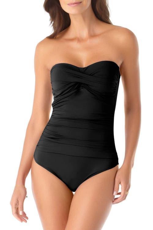 Anne Cole Women's Twist Front Shirred One Piece Swimsuit in Black at Nordstrom, Size 6 Product Image