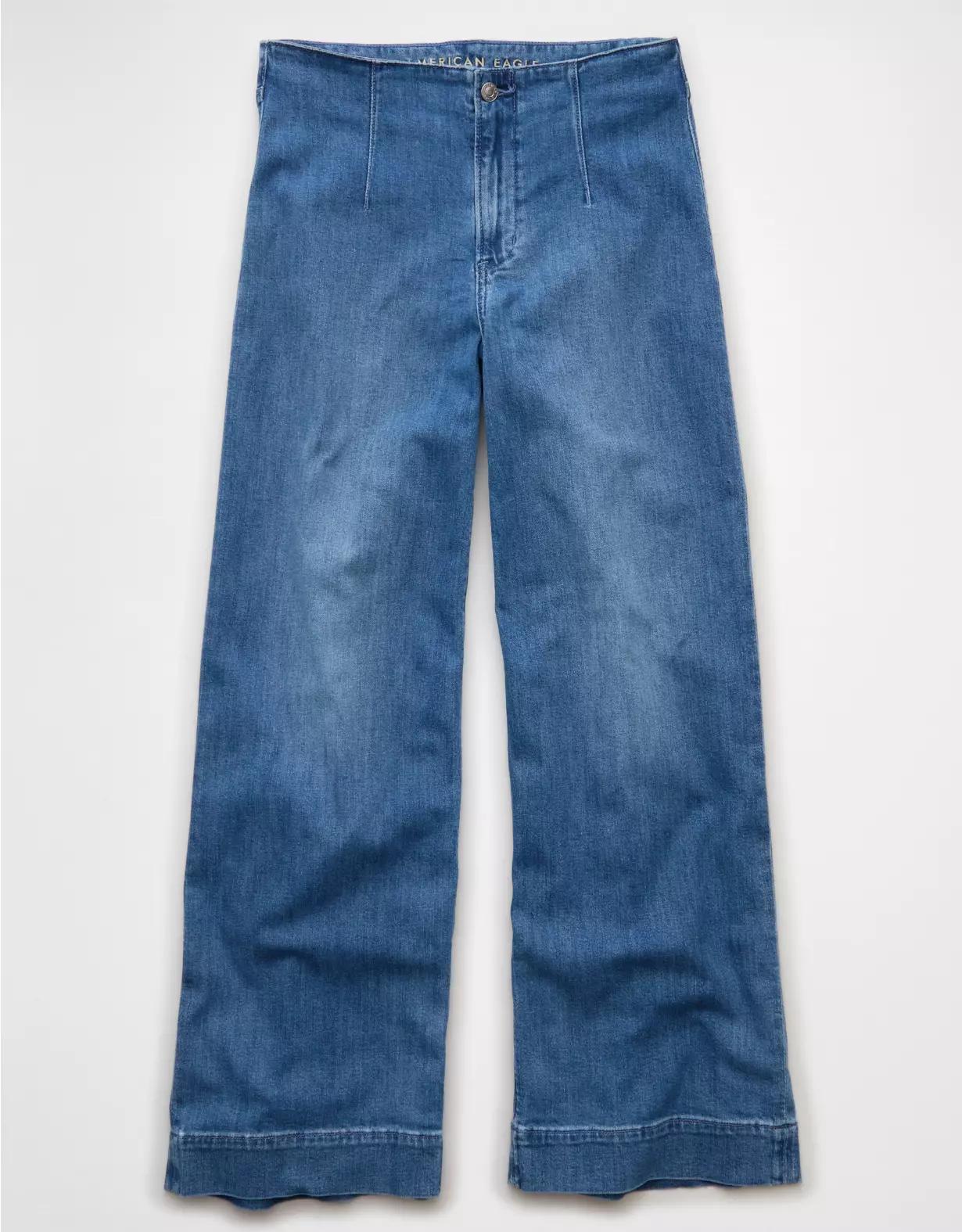 AE Dreamy Drape Stretch Super High-Waisted Baggy Wide-Leg Jean Product Image