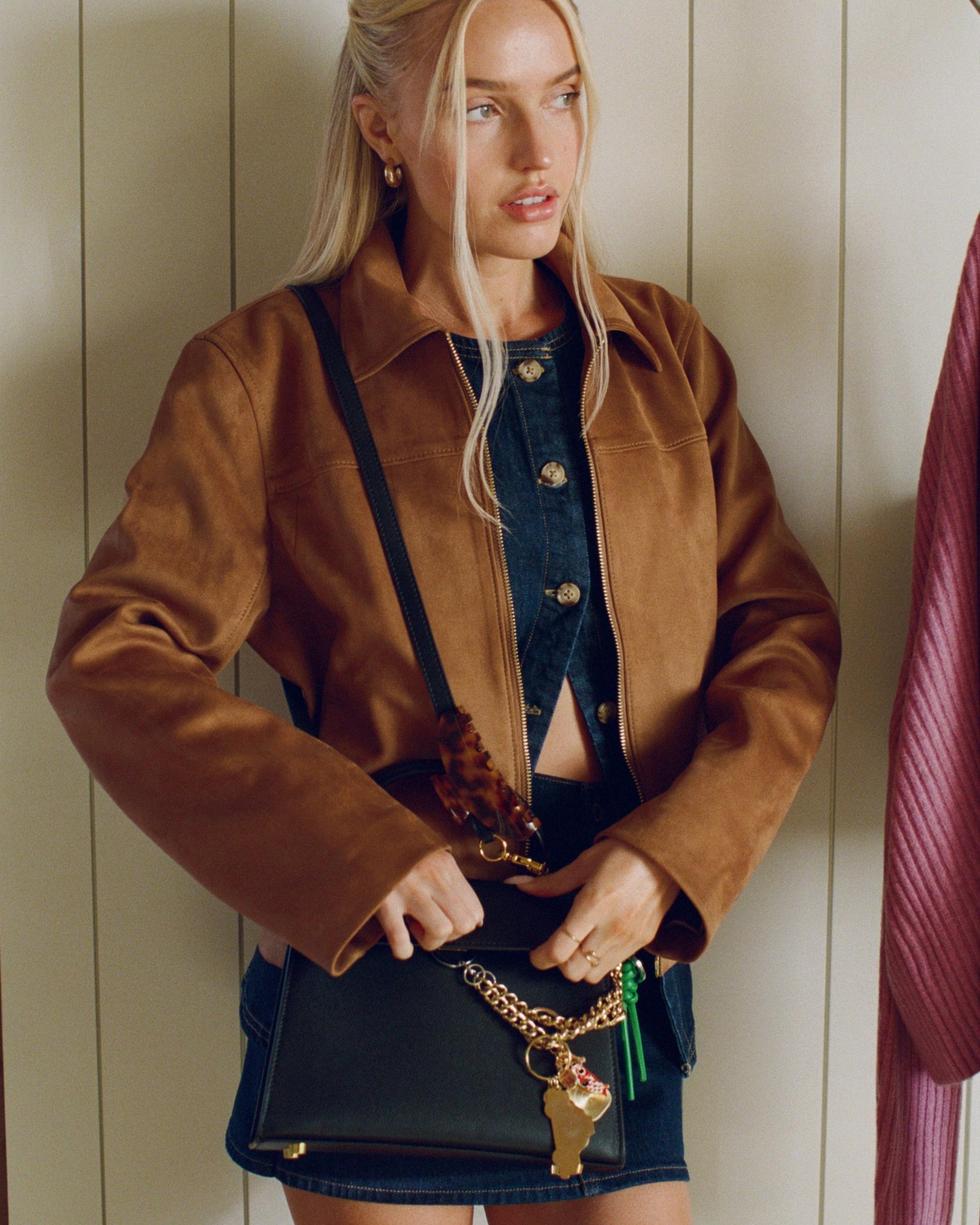 Zip-Front Vegan Suede Jacket Product Image