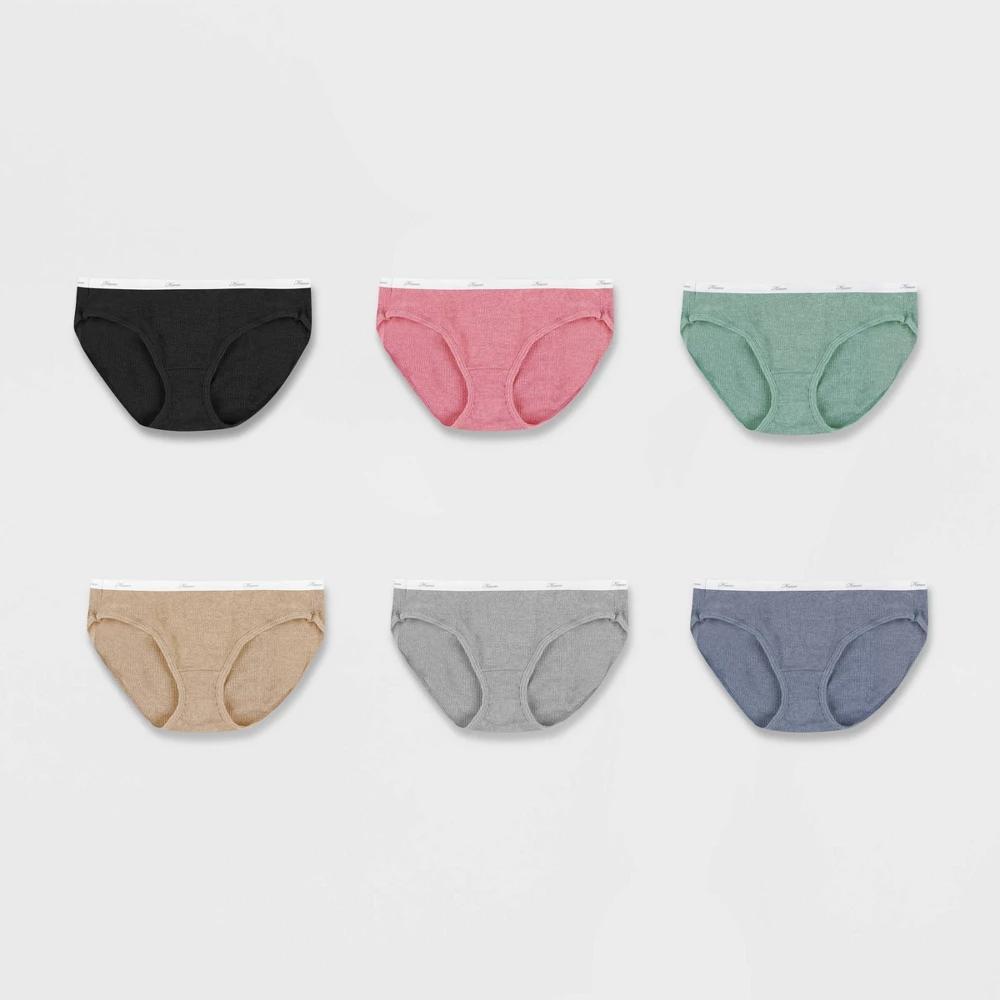 Hanes Women's 6pk Cotton Ribbed Heather Hipster Underwear - Colors May Vary 6: Tagless, Moisture Wicking, Low Rise Product Image