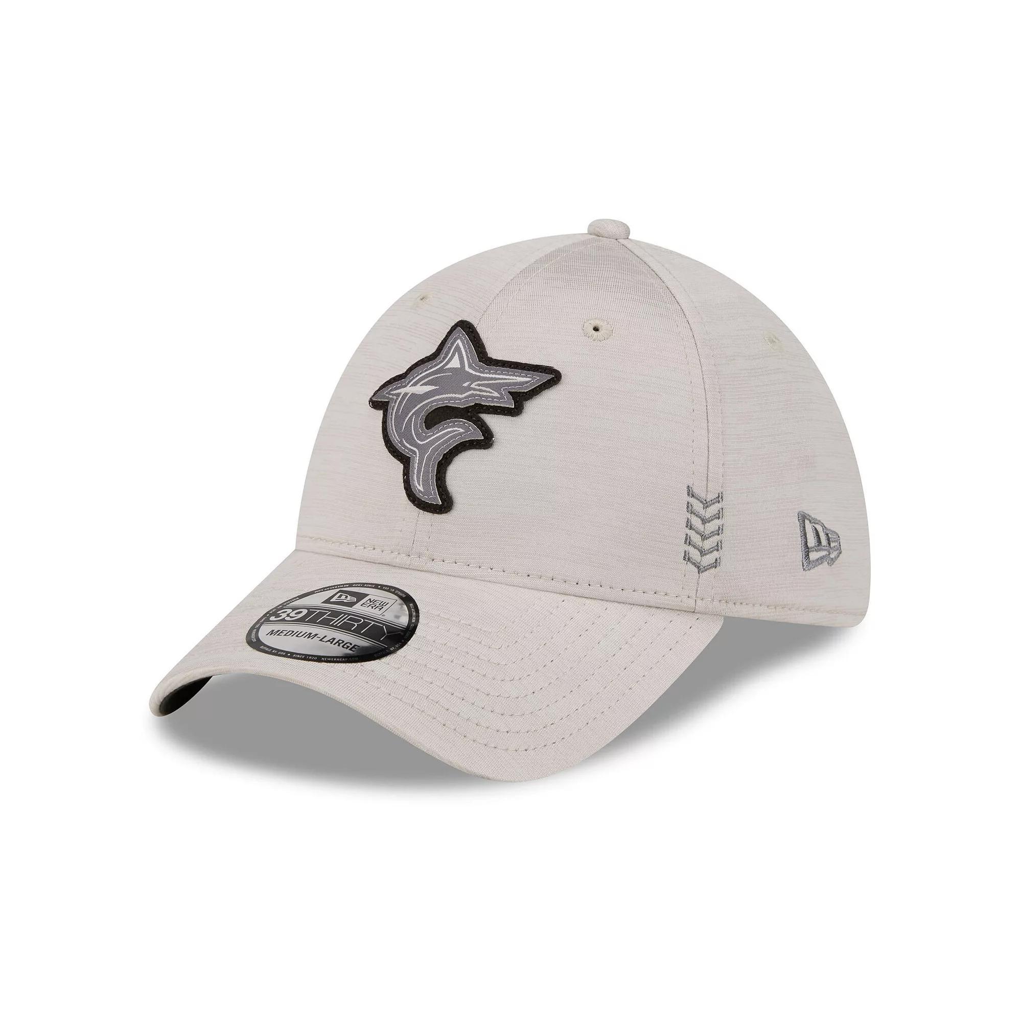 Men's New Era  Cream Miami Marlins 2024 Clubhouse 39THIRTY Flex Fit Hat, Size: Small/Medium, Beige Product Image