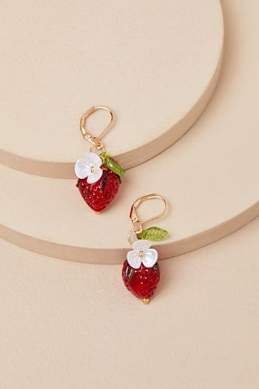 Kesleigh Red Strawberry Charm Earrings Product Image