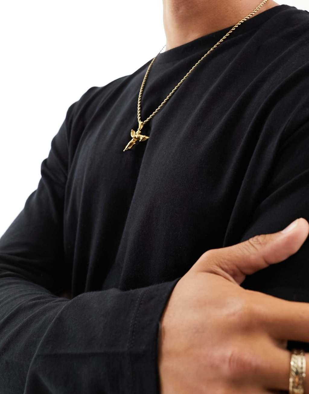 ASOS DESIGN essential long sleeve crew neck T-shirt in black Product Image