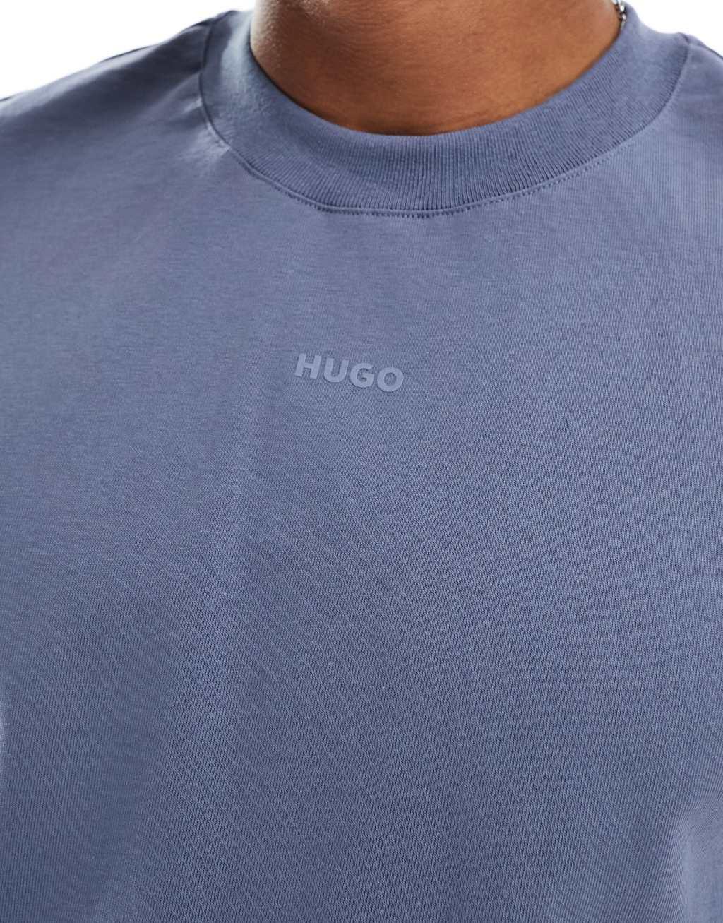HUGO RED Dapolino tonal logo T-shirt in blue Product Image
