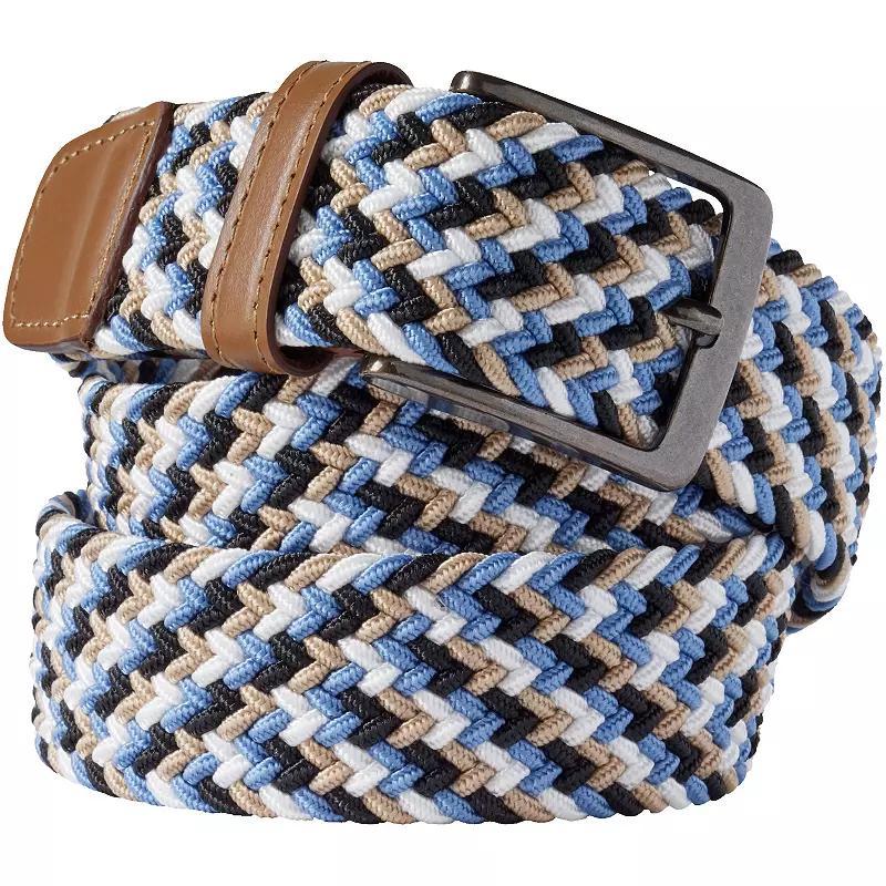 Men's Lands' End Elastic Braid Leather Trim Belt, Size: XXL, Green Clay Stripe Product Image