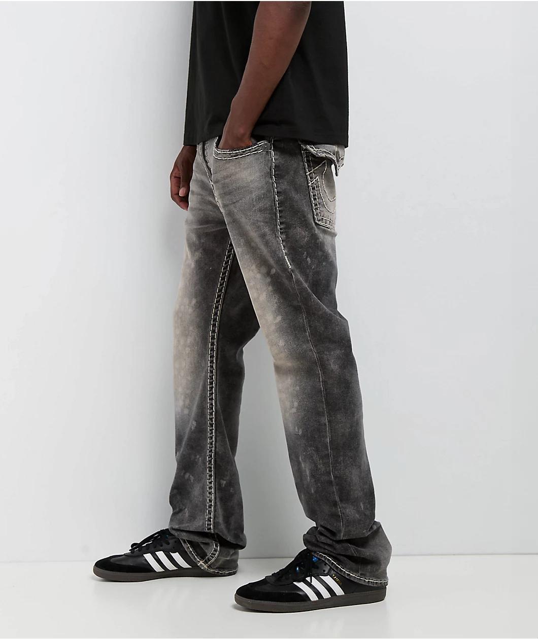 True Religion Ricky Faded Super T Grey Wash Straight Leg Jeans Product Image
