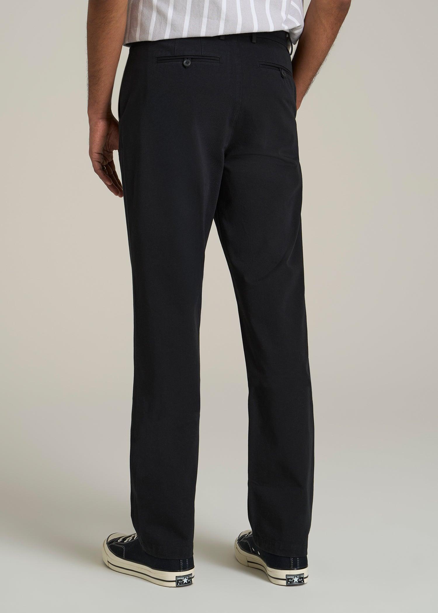 4 Way Stretch Commuter STRAIGHT Leg Chino Pants for Tall Men in Black Product Image