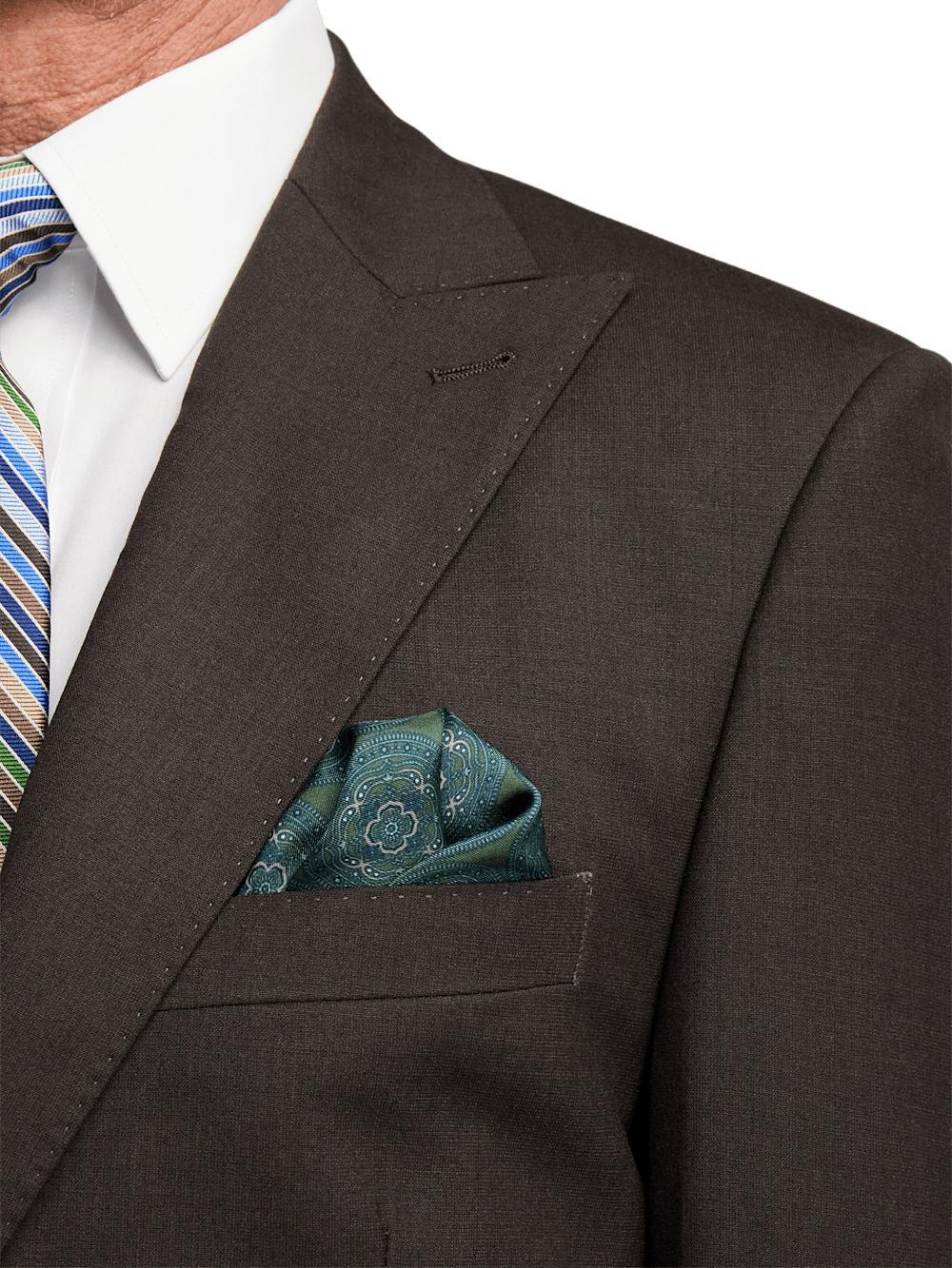 Wool Stretch Bengaline Peak Lapel Suit Jacket - Dark Brown Product Image