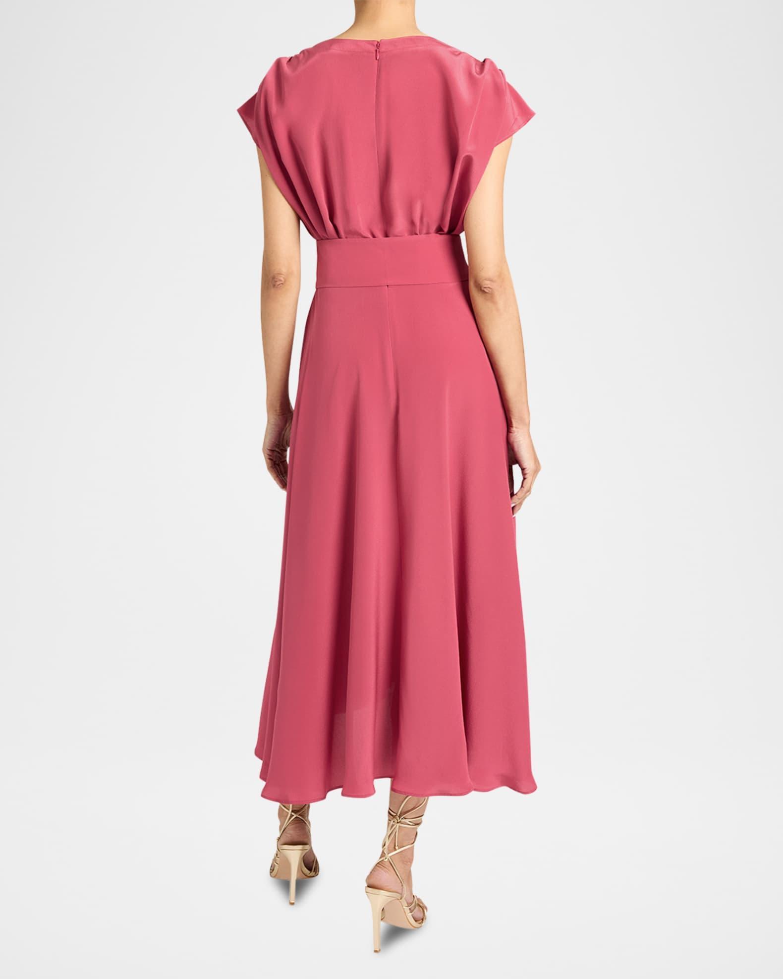 Talia Faux-Wrap Silk Crepe De Chine Midi Dress Product Image
