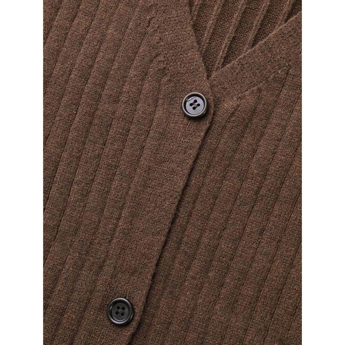Plus Size Supersoft V-Neck Cable Knit Cardigan Browncoffeecolor Women Casual Loose Long Sleeve Everyday Cardigans BloomChic 22-24/3X Product Image