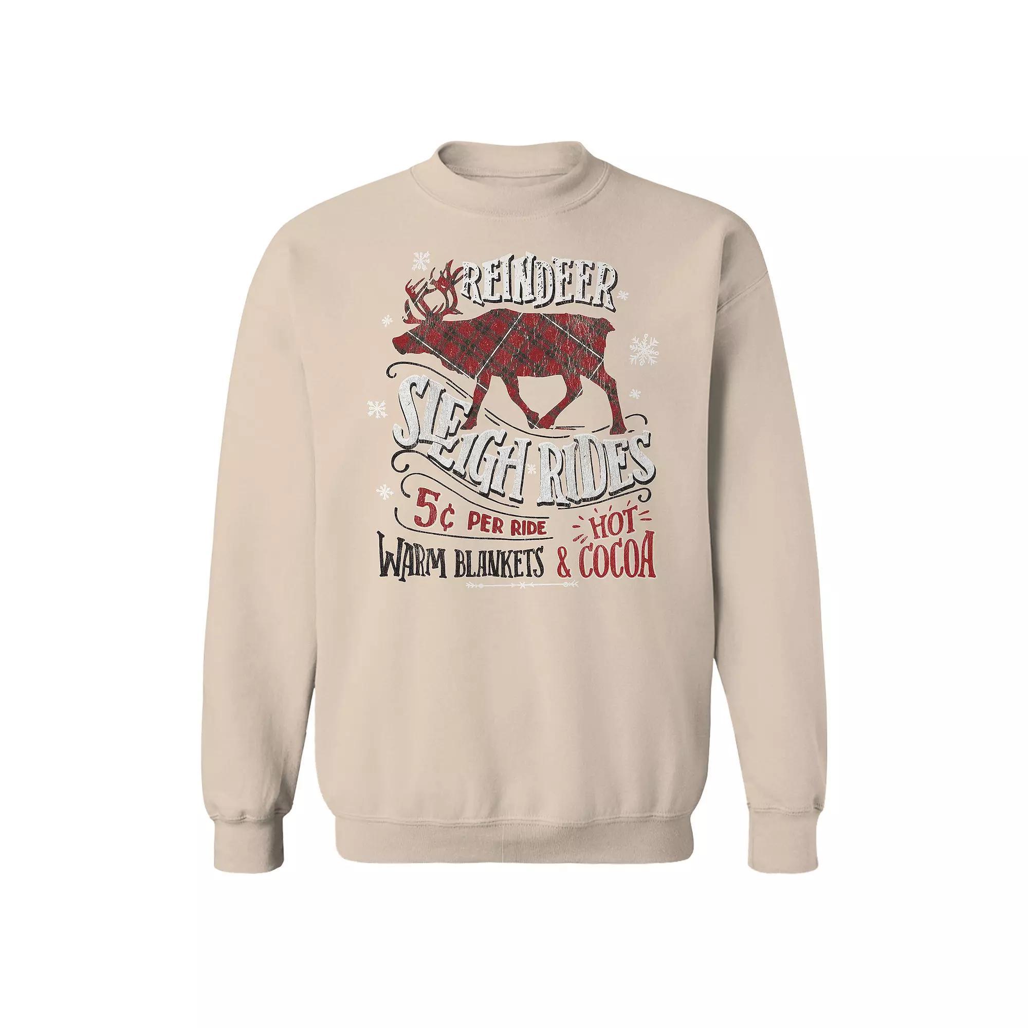 Men's Reindeer Sleigh Graphic Sweatshirt, Women's, Size: XXL, Brown Product Image