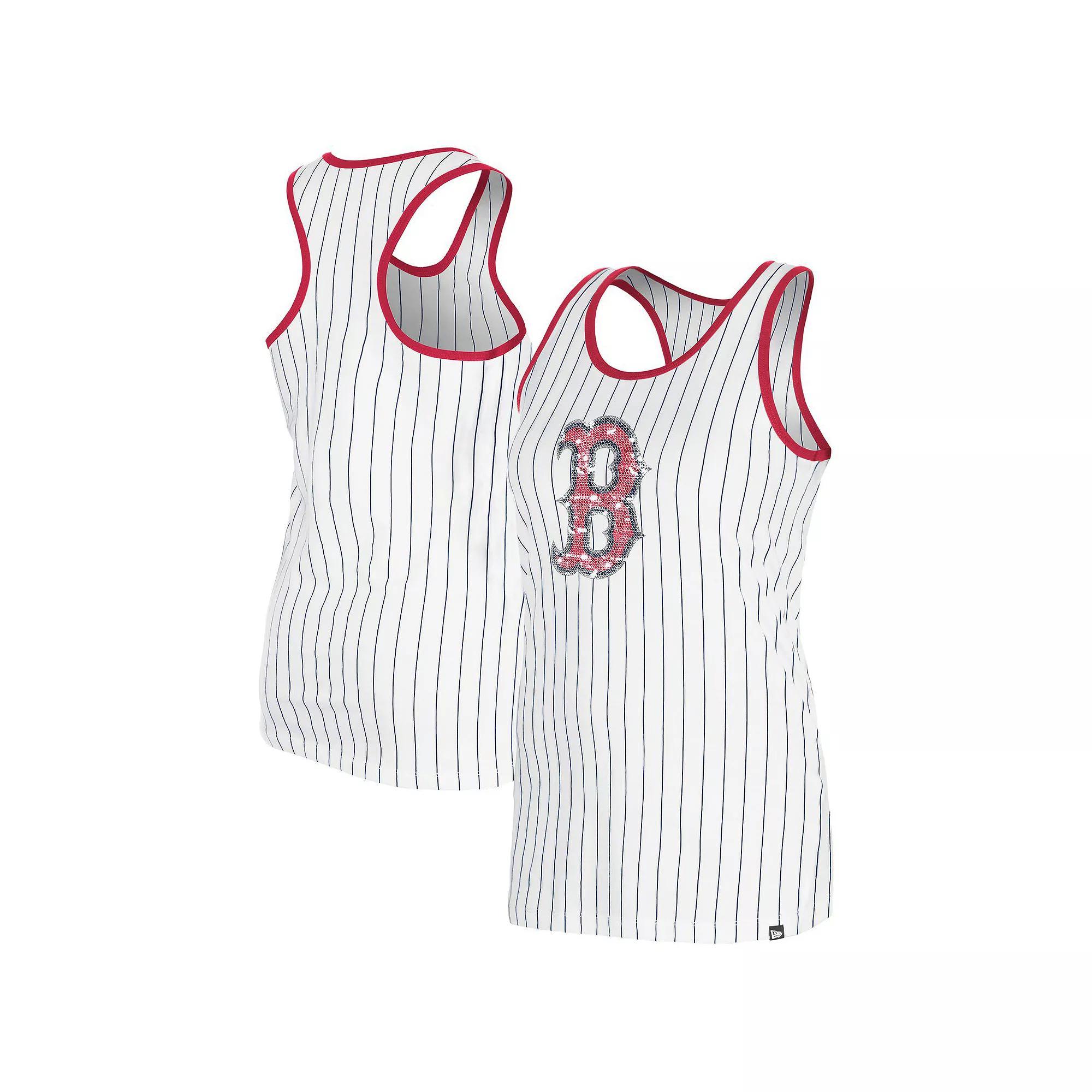 Women's New Era White Boston Red Sox Gameday Pinstripe Tank Top, Size: Small Product Image
