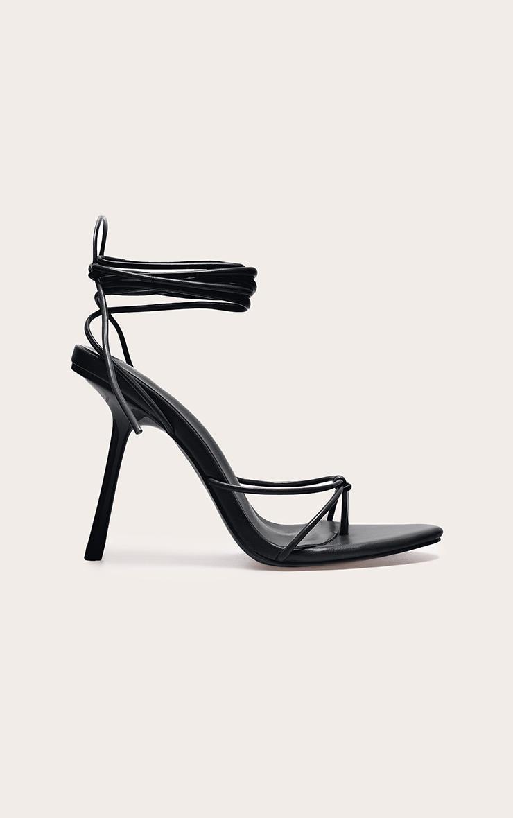 PLT Label Black Strappy Tie Thong Heel Product Image