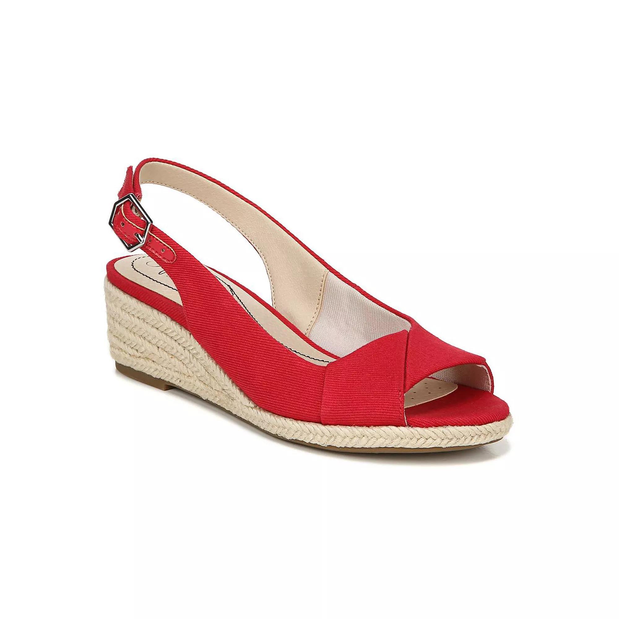 LifeStride Socialite Women's Wedge Sandals, Size: 7 Wide, Red Red Product Image