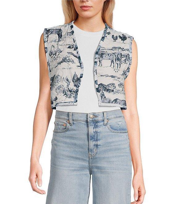 Ida Mae Home Aledo Toile Western Print Open Front Cropped Vest Product Image