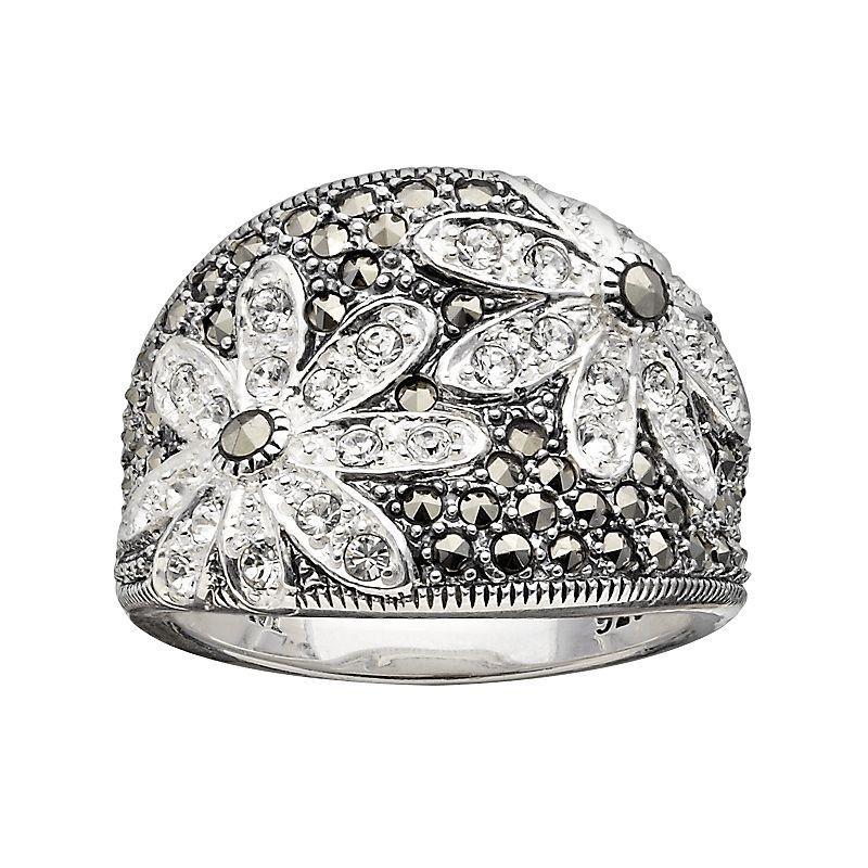 Lavish by TJM Sterling Silver Crystal Flower Ring, Women's, Size: 8 Product Image