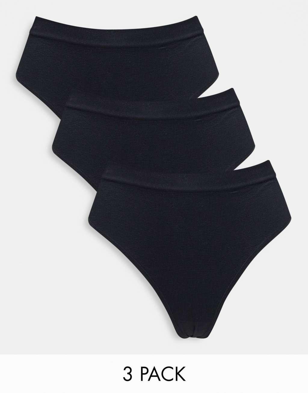 Lindex seamless rib high waist thong 3 pack Product Image