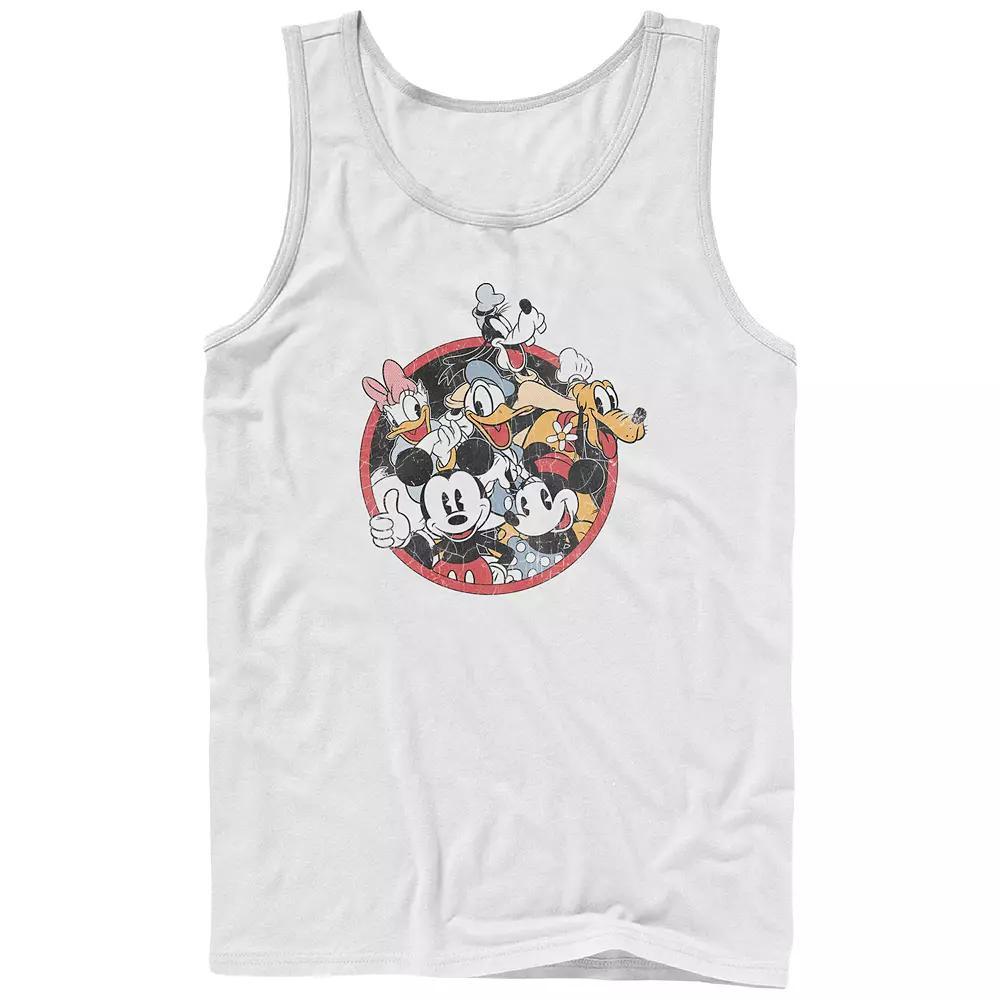 Disney's Mickey Mouse And Friends Men's Retro Badge Graphic Tank Top, Size: Large, White Product Image