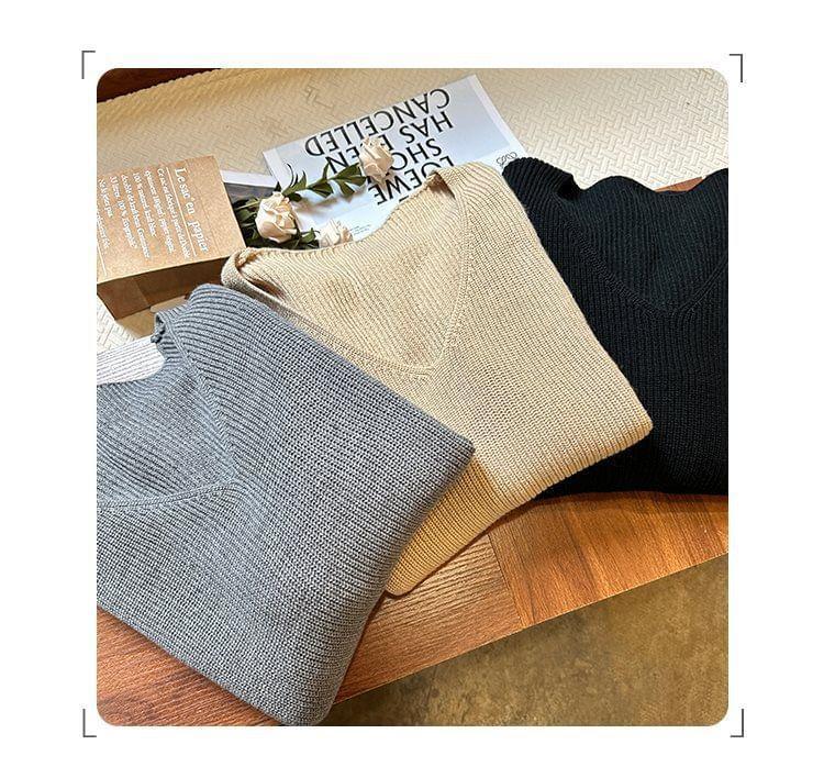 V-Neck Ribbed Sweater Product Image